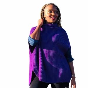 purple turtleneck Poncho